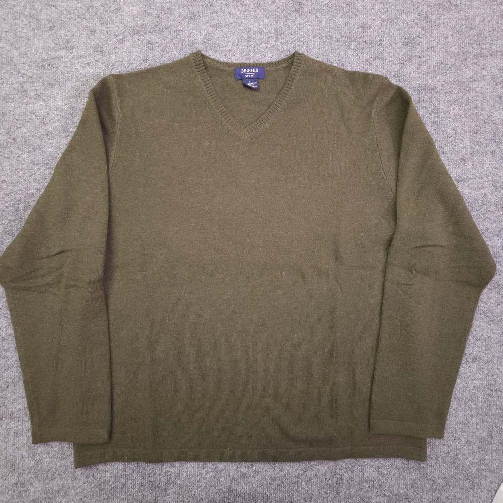 Brooks Brothers Brooks Sport Lambswool V Neck Sweater Men Size L Green